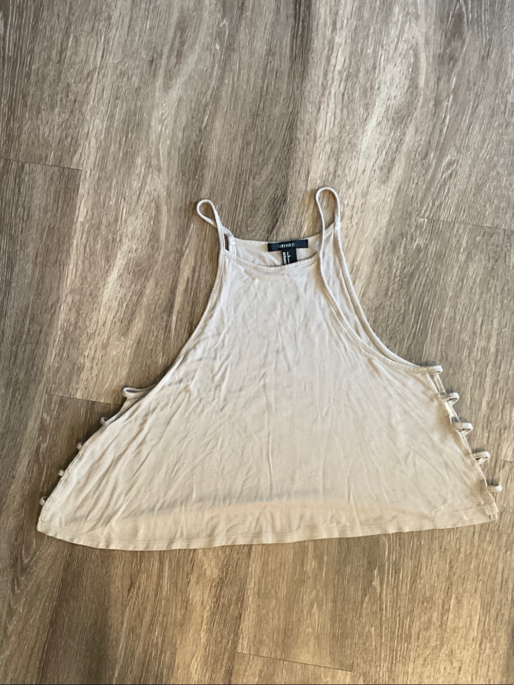 Forever 21 Light Cream Lace-Up Side Crop Tank